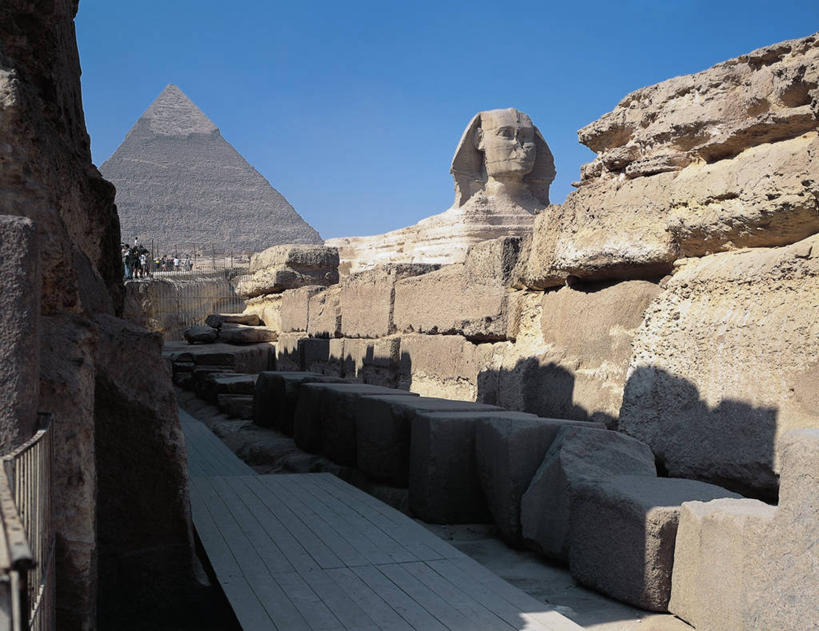 无人,横图,室外,白天,建筑,雕塑,日光,埃及,雕像,历史,废墟,地标建筑,金字塔,摄影,考古学,中东,狮身人面像,万里无云,吉萨,斯芬克斯,古埃及文明,古代文明,彩图,过去