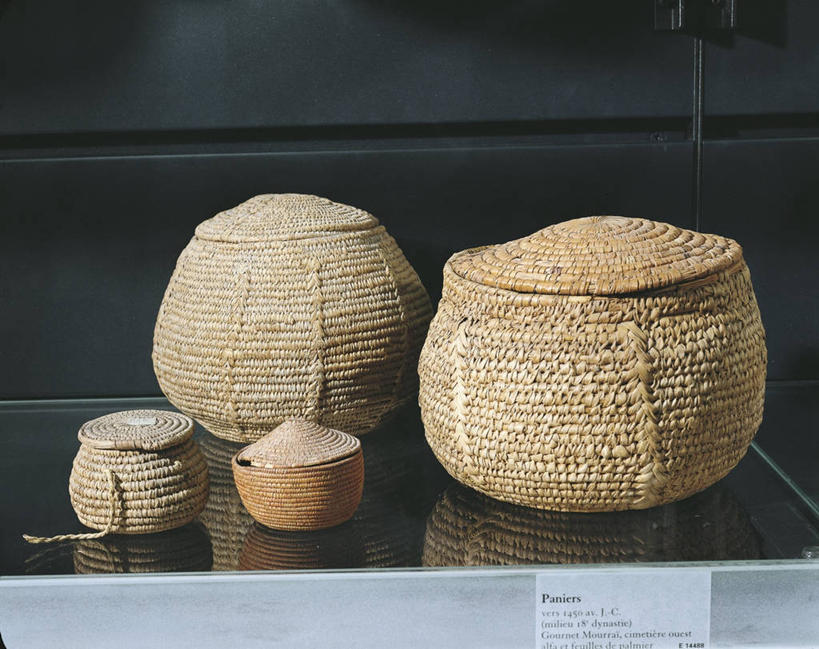 无人,横图,黑色背景,篮子,古代,工艺品,四个,摄影,棕榈叶,古埃及文明,古代文明,彩图,影棚拍摄