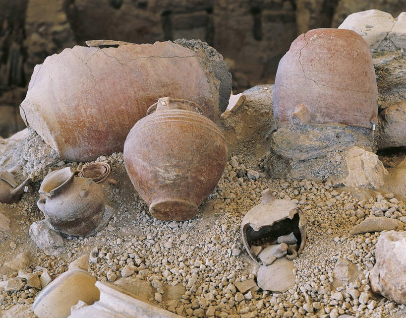 无人,横图,俯视,室外,白天,花瓶,希腊,欧洲,陶瓷制品,历史,古代,容器,摄影,考古学,基克拉迪群岛,圣托里尼岛,希腊共和国,古希腊,古代文明,基克拉泽斯群岛,美术工艺,阿克罗蒂里,彩图,高角度拍摄,双耳罐,过去