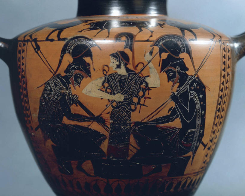 无人,横图,插画,特写,数码,科技,花瓶,阴影,蓝色背景,网络,标志,符号,头盔,骰子,高光,几何,计算机图形,合成,图画,标识,画,陶器,摄影,部分,电脑合成图,数码合成图,合成图,漫画,写实,具体,具象,雅典娜,性别符号,古希腊,阿基里斯,埃阿斯,彩图,影棚拍摄,男性符号