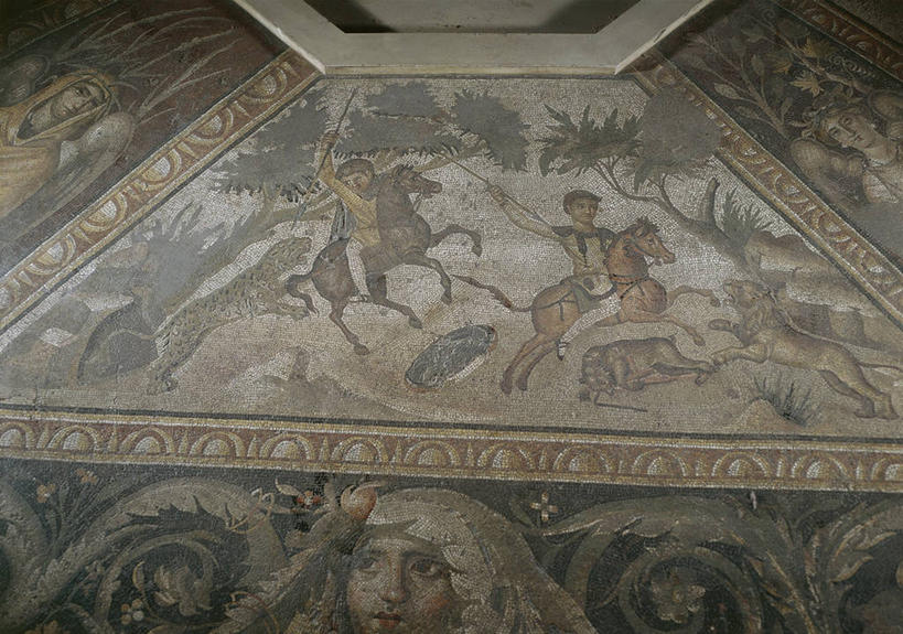 无人,横图,俯视,特写,花纹,图案,历史,古罗马,摄影,考古学,猎人,美术工艺,彩图,高角度拍摄,魅力,上流社会