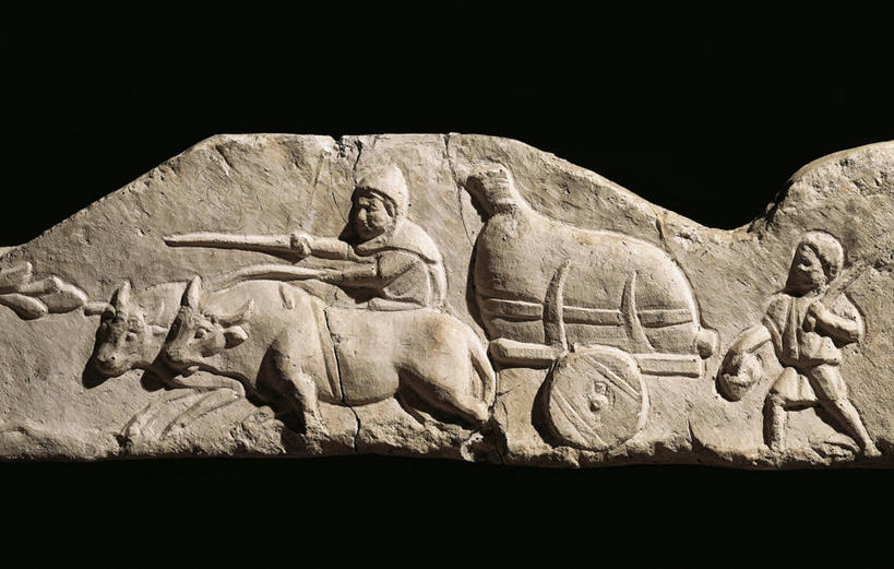 无人,横图,特写,农业,雕塑,黑色背景,标志,符号,推车,标识,牛车,古罗马,古代,一个,运输,摄影,单个,古典风格,性别符号,古代文明,美术工艺,野牛,彩图,影棚拍摄,浅浮雕,男性符号