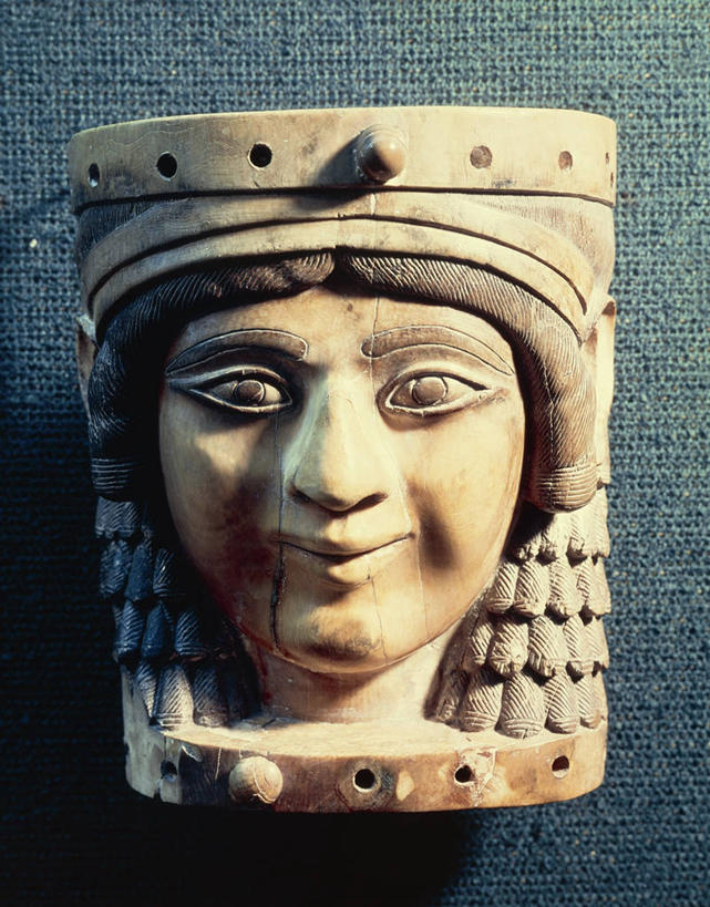 无人,微笑,竖图,特写,象牙,雕塑,伊拉克,灰色背景,历史,灰色,摄影,考古学,美术工艺,彩图,影棚拍摄,过去