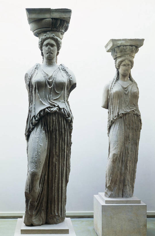 无人,竖图,雕塑,灰色背景,雕像,柱子,首都,古代,两个,灰色,摄影,希腊文化,古希腊,美术工艺,彩图,影棚拍摄,依瑞克提翁神殿