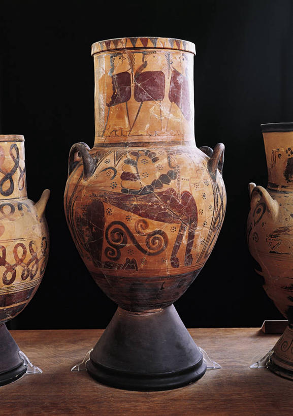 无人,竖图,静物,花瓶,黑色背景,陶瓷制品,古代,三个,摄影,古希腊,式样,美术工艺,彩图,影棚拍摄,双耳罐