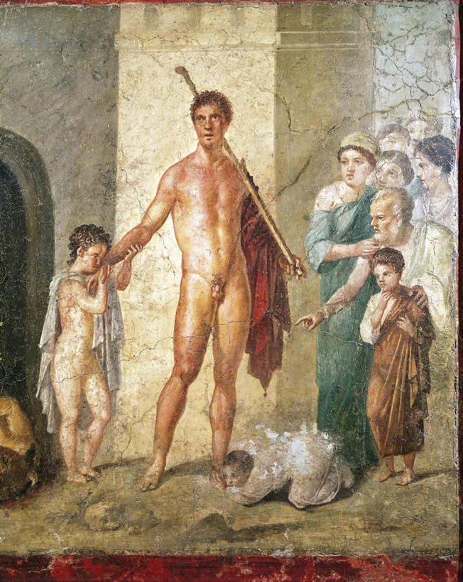 儿童,成年人,裸体,站,竖图,插画,室内,白天,数码,科技,阴影,神话,网络,高光,几何,计算机图形,合成,图画,古罗马,画,手势,赤脚,力量,摄影,电脑合成图,数码合成图,合成图,漫画,写实,具体,具象,英雄,古代文明,美术工艺,特修斯,男人,女人,彩图,打手势