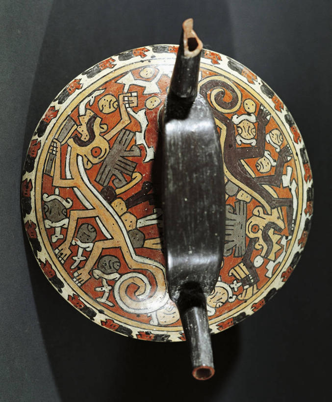 无人,竖图,俯视,特写,猴子,秘鲁,形状,陶瓷制品,花,一个,容器,南美,摄影,单个,南美洲,拉丁美洲,美洲,秘鲁共和国,伊卡,纳斯卡,亚美利加洲,南亚美利加洲,玉米之仓,美术工艺,伊卡省,彩图,高角度拍摄,影棚拍摄