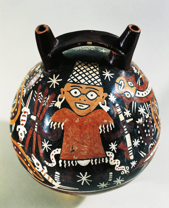 无人,竖图,特写,秘鲁,标志,符号,陶瓷制品,标识,一个,容器,南美,摄影,单个,南美洲,拉丁美洲,美洲,秘鲁共和国,伊卡,纳斯卡,亚美利加洲,南亚美利加洲,玉米之仓,性别符号,萨满,美术工艺,伊卡省,彩图,影棚拍摄,男性符号