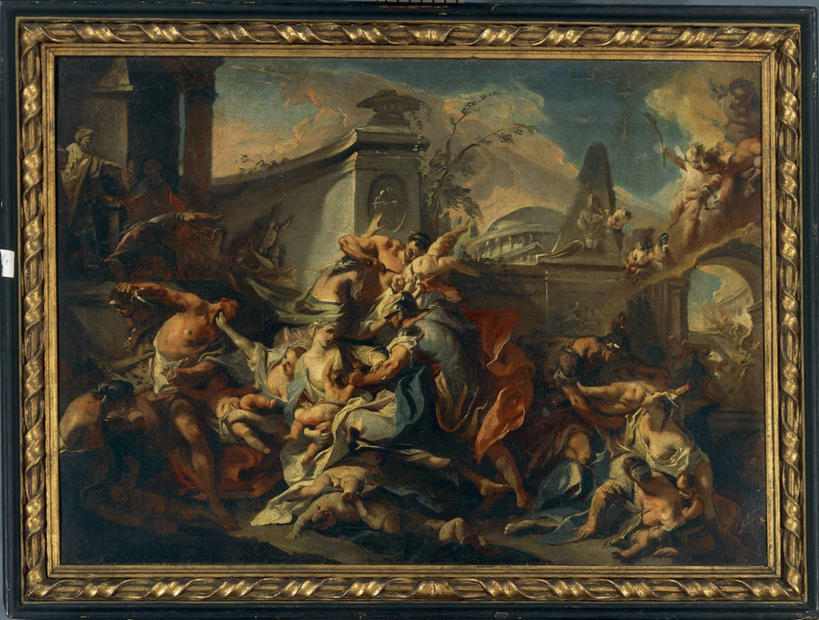 婴儿,成年人,横图,室外,白天,绘画,油画,士兵,艺术,长袍,云,许多人,古典,历史,文化,工艺品,品味,一群人,摄影,宗教,美术,高雅,痛苦,群众,草图,巴洛克风格,18世纪,杀害,美学,屠宰场,男人,女人,彩图,混沌