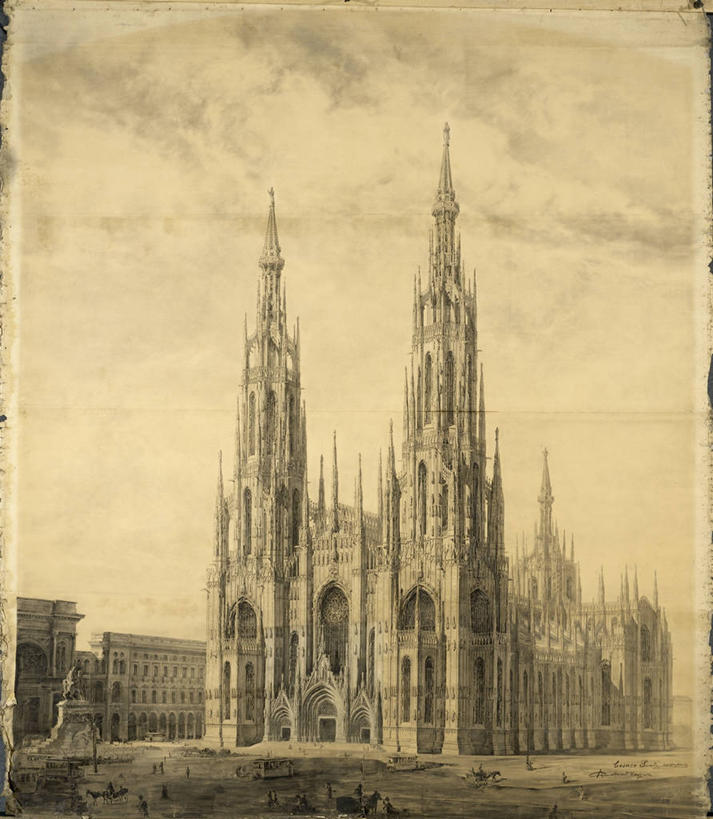 竖图,插画,室外,白天,绘画,数码,科技,建筑,油画,阴影,艺术,网络,尖顶,高光,几何,计算机图形,古典,宏伟,合成,图画,历史,文化,画,工艺品,品味,摄影,美术,电脑合成图,数码合成图,高雅,基督教,合成图,漫画,意大利文化,哥特式风格,写实,具体,具象,美学,美术工艺,米兰主教教堂,彩图,大教堂