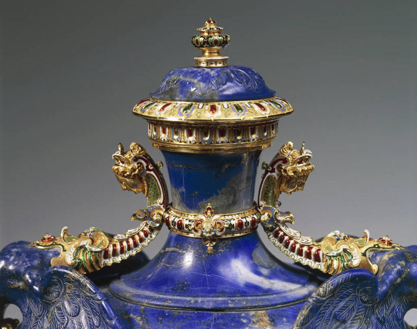 无人,横图,珐琅,烧瓶,蓝色,摄影,古董,铁环,锁链,链条,部分,铜,束缚,限制,约束,美术工艺,彩图,影棚拍摄,天青石