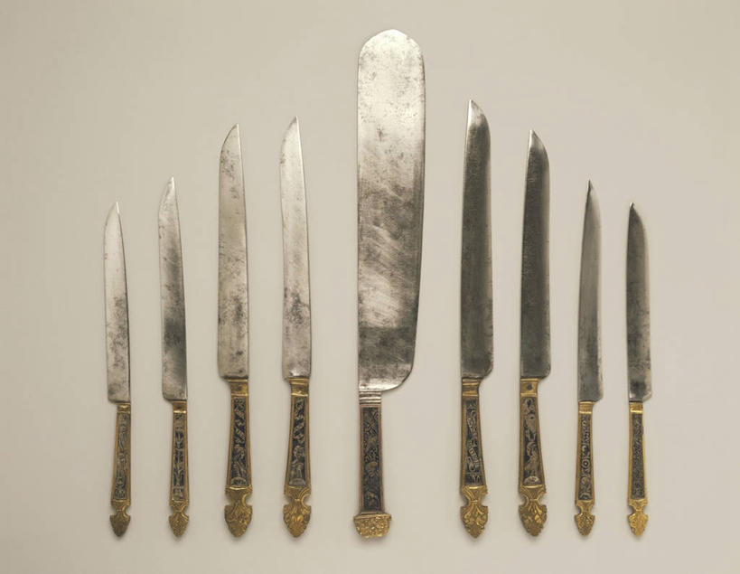 无人,横图,一排,整齐,排列,摄影,多样,古董,队列,餐刀,选择,收集,美术工艺,彩图,影棚拍摄