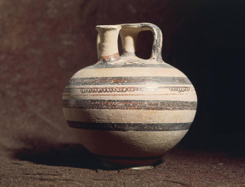 无人,横图,条纹,褐色,历史,一个,陶器,摄影,单个,广口瓶,美术工艺,彩图,影棚拍摄