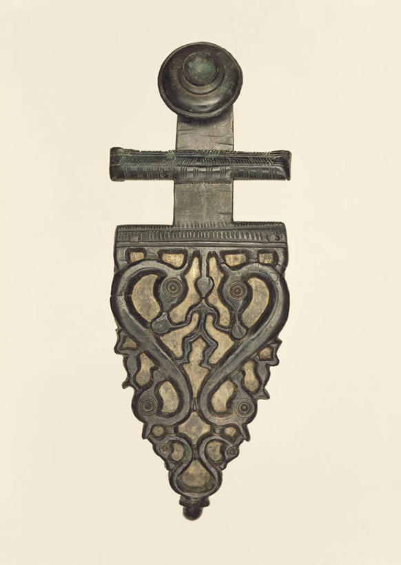 无人,横图,竖图,特写,白色背景,一个,摄影,单个,扣环,青铜,式样,史前时代,彩图,影棚拍摄