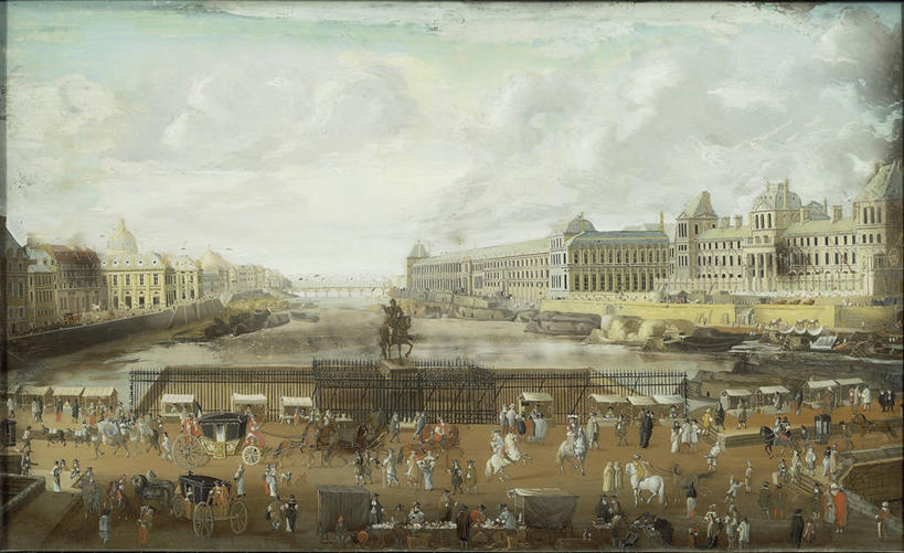 横图,室外,白天,绘画,建筑,法国,巴黎,艺术,云,卢浮宫,首都,许多人,古典,文化,工艺品,品味,一群人,摄影,美术,高雅,法国文化,新桥,美学,彩图