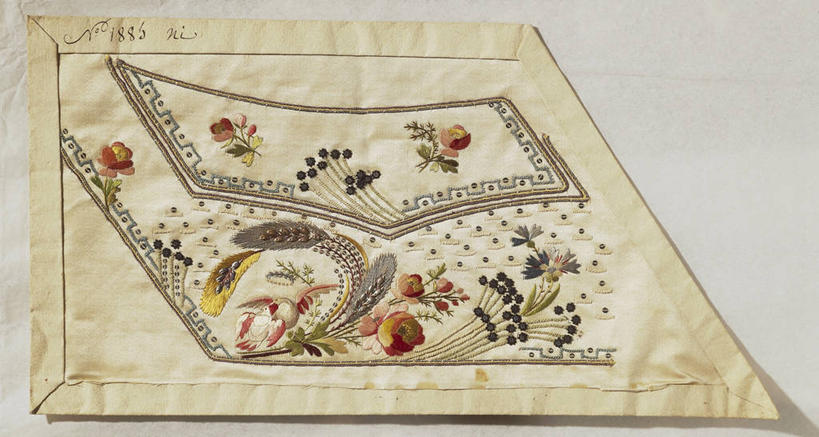 无人,横图,特写,背景,叶子,纺织品,刺绣,花纹,装饰,花,摄影,签名,部分,意大利文化,18世纪,彩图,全画面,全框架,全帧,全画幅