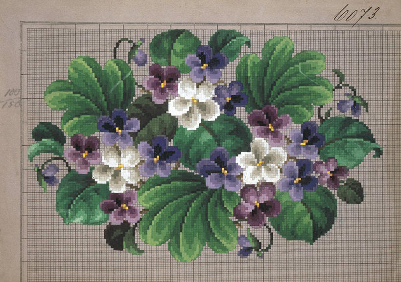 无人,横图,叶子,刺绣,花纹,绿色,紫色,摄影,怀旧,记忆,德国文化,式样,美术工艺,设计,彩图,影棚拍摄