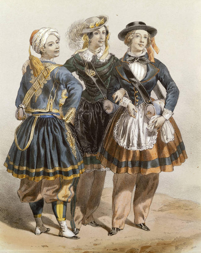 成年人,三个人,站,竖图,室外,白天,民族服装,时尚,帽子,军事,头饰,历史,叉腰,摄影,意大利文化,彩图,传统服装,民俗服,雕刻术