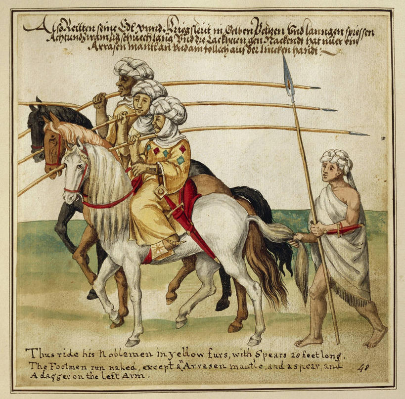 成年人,横图,室外,白天,侧面,民族服装,绘画,马,三只,五个人,士兵,骑马,艺术,军事,拿着,历史,摄影,英文字母,颜料,美术,运送,军服,矛,奥斯曼帝国,美术工艺,男人,彩图,传统服装,民俗服