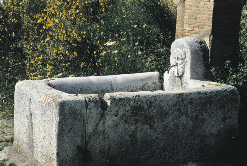 无人,横图,室外,特写,白天,植物,建筑,喷泉,意大利,欧洲,水龙头,墙,图像,历史,设备,砖墙,物品,自然,摄影,人造,地中海文化,南欧,主题,那不勒斯海湾,坎帕尼亚,构图,古代史,赫库兰尼姆,彩图,旅行,时空,传统文化,状态