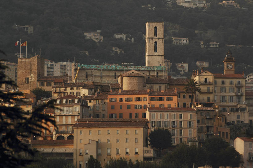 无人,横图,俯视,室外,白天,城市,建筑,法国,欧洲,城镇,钟楼,树,摄影,普罗旺斯,地中海文化,滨海阿尔卑斯,格拉斯,彩图,高角度拍摄