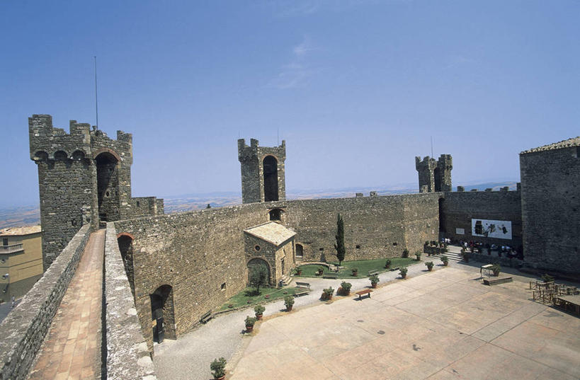 无人,横图,俯视,室外,白天,建筑,意大利,欧洲,墙,塔,历史,树,天空,摄影,要塞,地中海文化,意大利文化,托斯卡纳区,维得斯卡,彩图,高角度拍摄,蒙塔西诺,过去