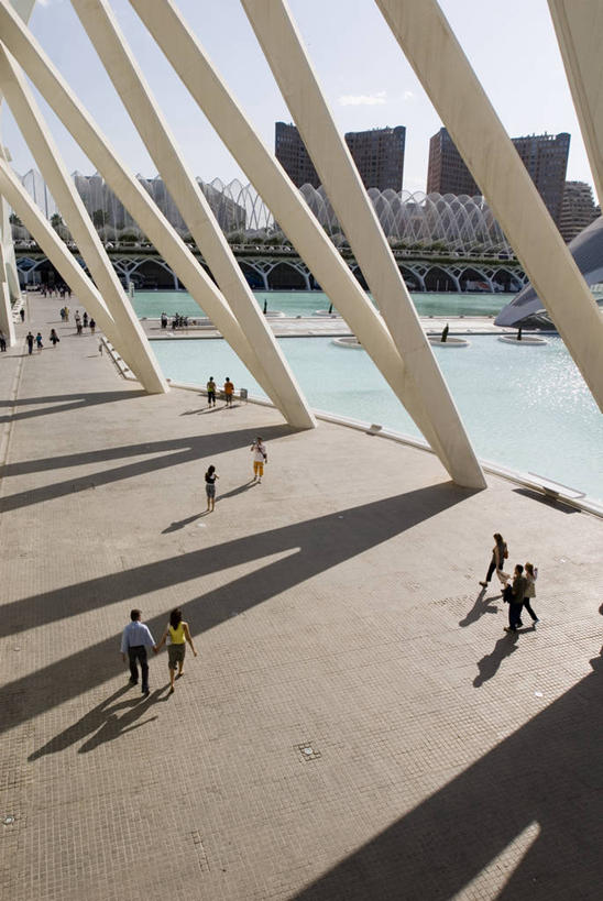 人群,博物馆,竖图,俯视,室外,白天,旅游,度假,河流,城市,建筑,西班牙,欧洲,行人,游客,游人,阴影,流水,许多人,现代,路人,旅客,天空,地标建筑,一群人,摄影,地中海文化,都市风光,伊比利亚半岛,巴伦西亚省,过客,彩图,高角度拍摄,旅行,艺术科学城