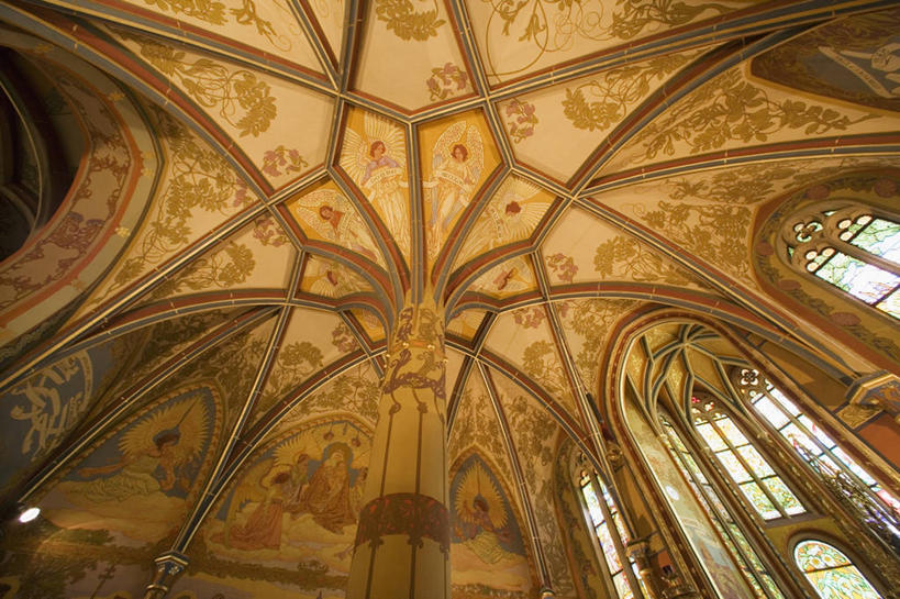 无人,教堂,横图,室内,天花板,建筑,欧洲,捷克,地标建筑,摄影,宗教,基督教,宗教建筑,哥特式风格,中欧,捷克共和国,波西米亚,灵性,库特纳霍拉,彩图,旅行,大教堂,联合国教科文组织