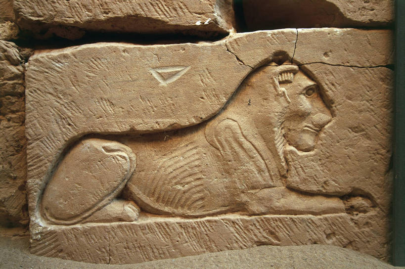 无人,躺,横图,侧面,建筑,狮子,雕塑,埃及,动物,摄影,中东,北非,古埃及文明,古代文明,撒哈拉沙漠,彩图,浅浮雕,利比亚沙漠