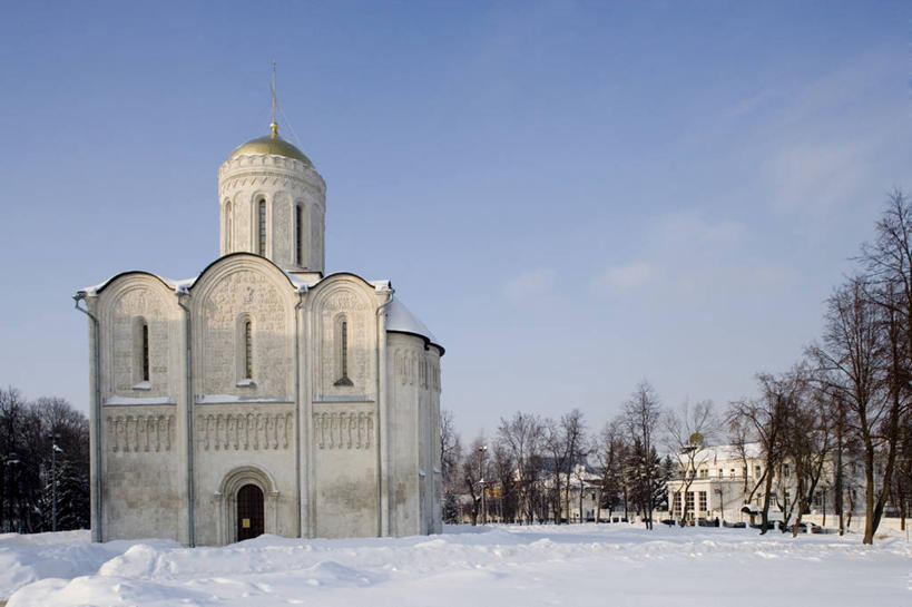 无人,横图,室外,白天,雪,建筑,俄罗斯,冬天,天空,地标建筑,摄影,宗教,宗教建筑,万里无云,东正教,彩图,俄罗斯文化,联合国教科文组织,时代