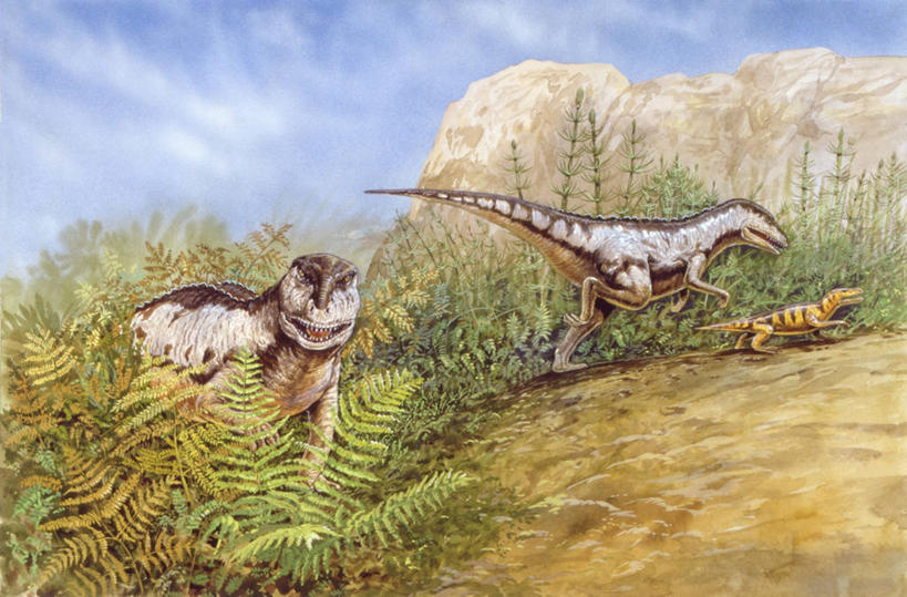 无人,横图,插画,室外,白天,数码,科技,山,野生动物,三只,阴影,网络,高光,几何,计算机图形,合成,图画,历史,画,自然,动物,恐龙,蕨类,环境,电脑合成图,数码合成图,合成图,漫画,远古,写实,具体,具象,三叠纪,古代史,地质学,史前时代,岩石,彩图,年代,地质年代,地质时代,时代,显生宙,中生代,过去,古生物学