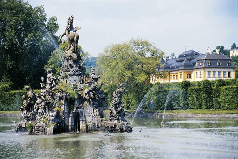 无人,横图,室外,白天,湖,建筑,喷泉,马,德国,倒,溅,城堡,历史,摄影,中欧,巴伐利亚,洛可可风格,彩图,旅行