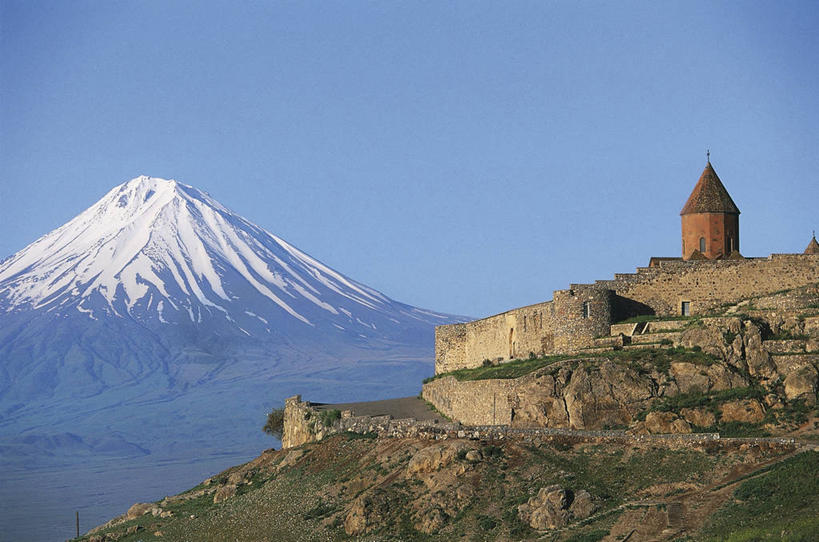 无人,横图,室外,背景,山,雪,亚美尼亚,亚洲,摄影,宗教,基督教,修道院,自然地理,休眠火山,彩图,外高加索