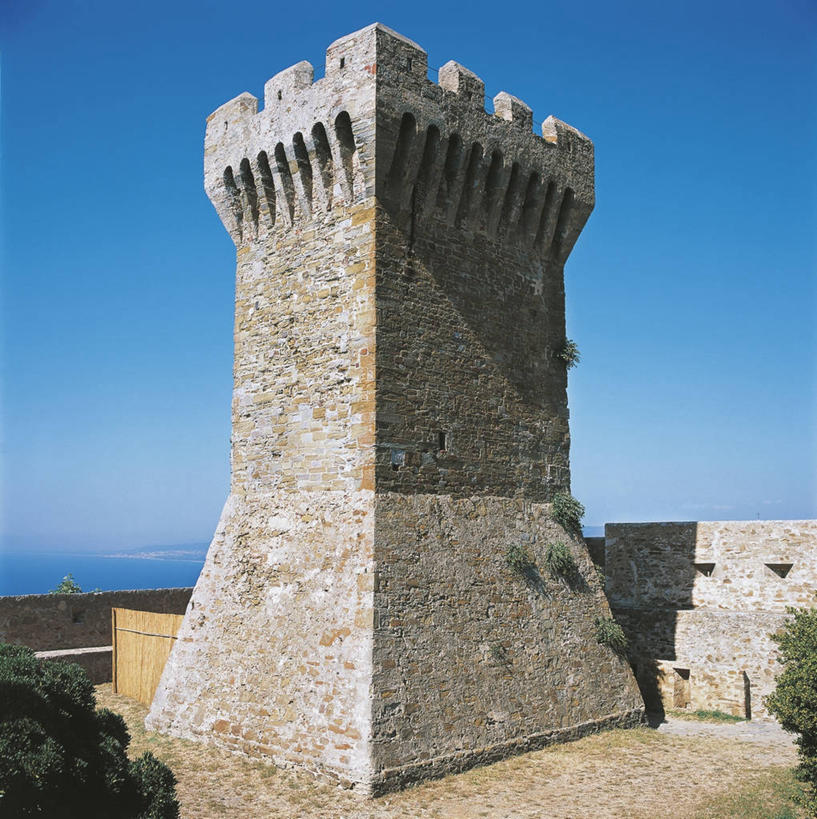 无人,方图,室外,白天,建筑,意大利,城堡,塔,历史,石墙,摄影,要塞,意大利文化,托斯卡纳区,万里无云,彩图