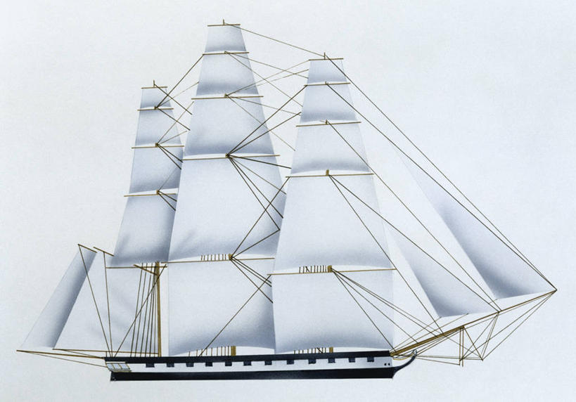 无人,横图,室外,白天,侧面,时尚,船,美国,蓝色背景,军事,历史,一个,蓝色,t台,帆,运输,摄影,军舰,单个,海军,战舰,军用战舰,战船,时装表演,时装秀,t型台,走秀,彩图,雪佛兰,美国海军,美国军事