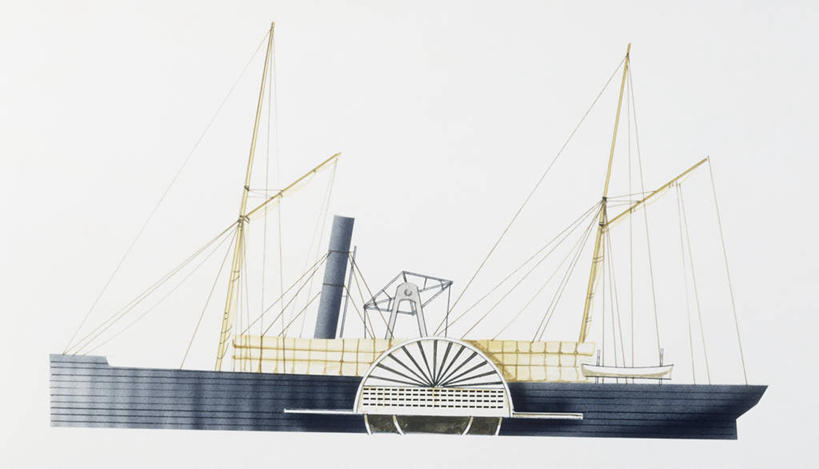 无人,横图,室外,白天,侧面,时尚,船,美国,蓝色背景,军事,历史,一个,蓝色,t台,运输,摄影,军舰,单个,海军,战舰,军用战舰,战船,帆樯,桅竿,时装表演,时装秀,t型台,走秀,彩图,帆柱,明轮船