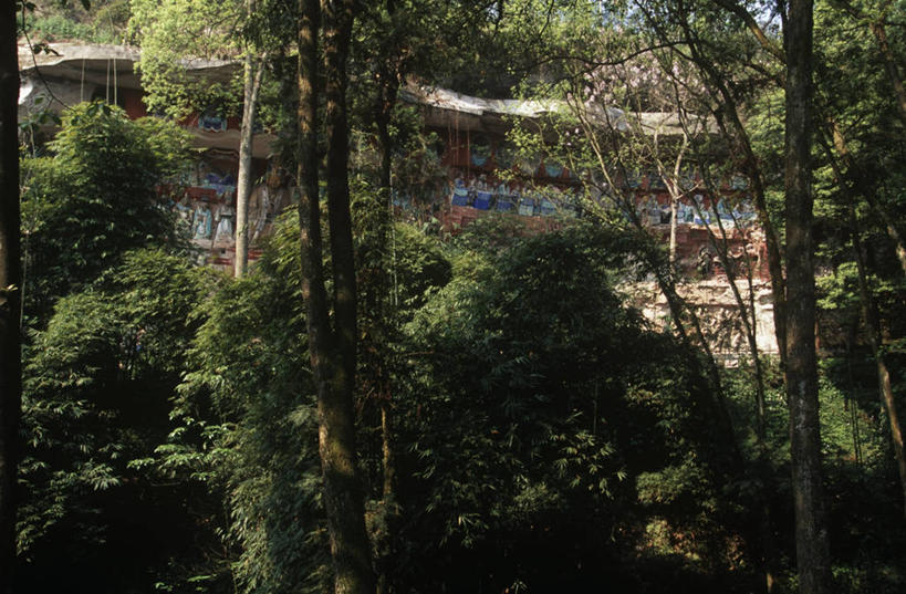 无人,横图,室外,白天,森林,建筑,雕塑,重庆,历史,树,风景,摄影,大足石刻,唐朝,重庆市,古代文明,彩图,旅行,帝国