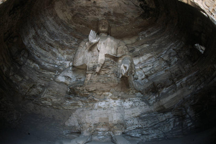 无人,横图,室内,白天,仰视,雕塑,大同,雕像,历史,佛,摄影,宗教,洞穴,佛教,宗教建筑,中国文化,沉积岩,云冈石窟,晋中,古代文明,古代史,灵性,沙岩,彩图,低角度拍摄,旅行,洞室