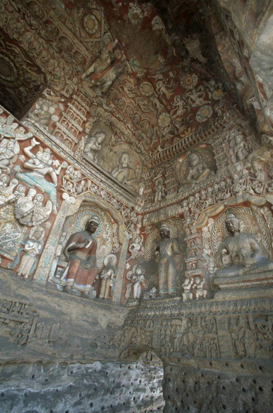 无人,竖图,室内,白天,仰视,雕塑,大同,装饰,雕像,历史,摄影,宗教,洞穴,佛教,复杂,宗教建筑,中国文化,云冈石窟,晋中,古代文明,古代史,灵性,彩图,低角度拍摄,旅行,洞室