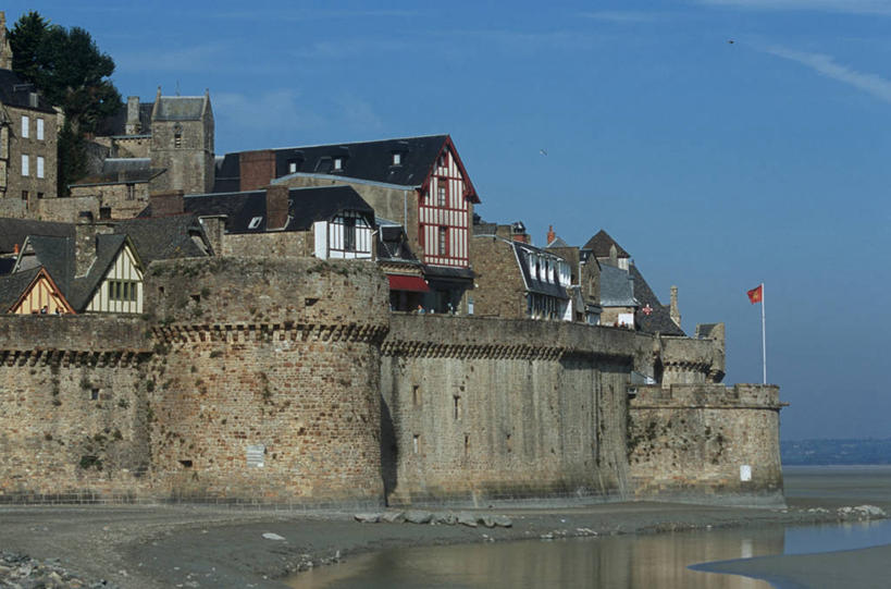 无人,横图,室外,白天,城市,建筑,法国,房屋,古城,围墙,历史,废墟,摄影,保护,要塞,中欧,圣米歇尔山,古代文明,诺曼底,彩图,旅行,河口