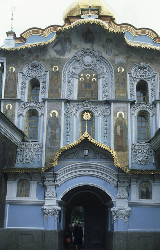 教堂,竖图,室外,白天,绘画,建筑,乌克兰,艺术,标志,符号,大门,首都,古典,历史,文化,标识,壁画,工艺品,品味,摄影,宗教,美术,高雅,基督教,修道院,基辅,美学,性别符号,圣人,东正教,彩图,旅行,男性符号