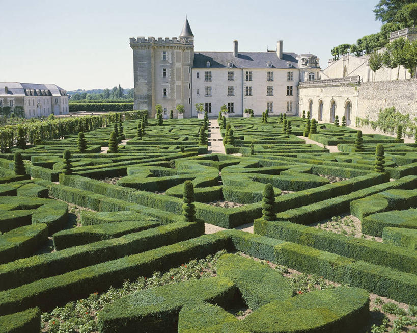 无人,横图,俯视,室外,白天,建筑,法国,欧洲,城堡,树,地标建筑,摄影,园林,西欧,法兰西,法国文化,中欧,法兰西共和国,卢瓦尔河谷,法兰西第五共和国,维朗德里城堡,安德尔.卢瓦尔省,树篱,中央大区,彩图,高角度拍摄,旅行,维朗德里