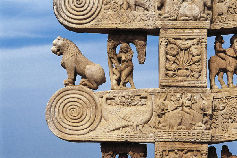 无人,横图,室外,特写,白天,建筑,印度,神话,装饰,大门,地标建筑,虚构,摄影,宗教,佛教,印度文化,美术工艺,印度次大陆,彩图,桑奇大塔,过去