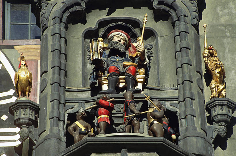 无人,横图,室外,白天,仰视,城市,建筑,雕塑,瑞士,装饰,标志,符号,古城,首都,标识,钟塔,伯尔尼,地标建筑,摄影,中欧,性别符号,彩图,低角度拍摄,男性符号