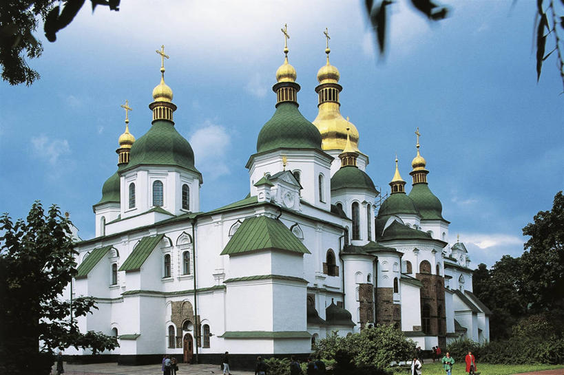 无人,教堂,横图,室外,白天,建筑,乌克兰,尖顶,首都,历史,地标建筑,摄影,宗教,基督教,基辅,东正教,彩图