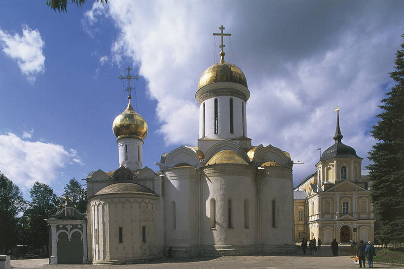 横图,室外,白天,建筑,俄罗斯,历史,地标建筑,摄影,修道院,谢尔吉耶夫,彩图,旅行,大教堂,俄罗斯文化