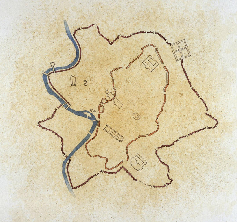 无人,横图,方图,俯视,航拍,插画,建筑业,数码,科技,河流,地图,阴影,网络,高光,几何,计算机图形,合成,图画,历史,城墙,古罗马,画,电脑合成图,数码合成图,合成图,鸟瞰,防守,漫画,计划书,写实,具体,具象,古代文明,彩图,高角度拍摄,人墙,地图学,过去