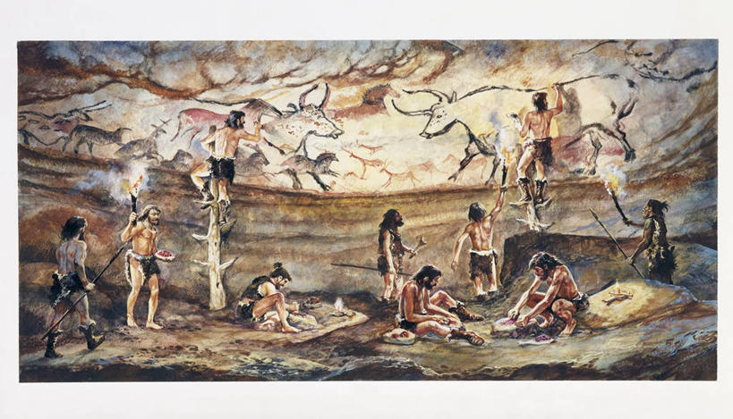 成年人,横图,插画,室内,绘画,数码,科技,法国,欧洲,阴影,艺术,网络,高光,几何,计算机图形,古典,合成,火把,火炬,图画,历史,文化,画,工艺品,品味,洞穴,美术,电脑合成图,数码合成图,高雅,合成图,西欧,法兰西,露营,漫画,法兰西共和国,阿基坦,写实,具体,具象,美学,法兰西第五共和国,亚魁当,阿基坦大区,多尔多涅,拉斯科洞窟,史前时代,男人,女人,彩图,营火