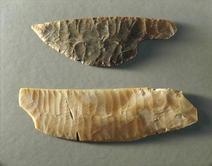 无人,横图,灰色背景,工具,古代,两个,灰色,刀,摄影,考古学,埃及文化,古埃及文明,古代文明,刀刃,美术工艺,打火石,彩图,影棚拍摄