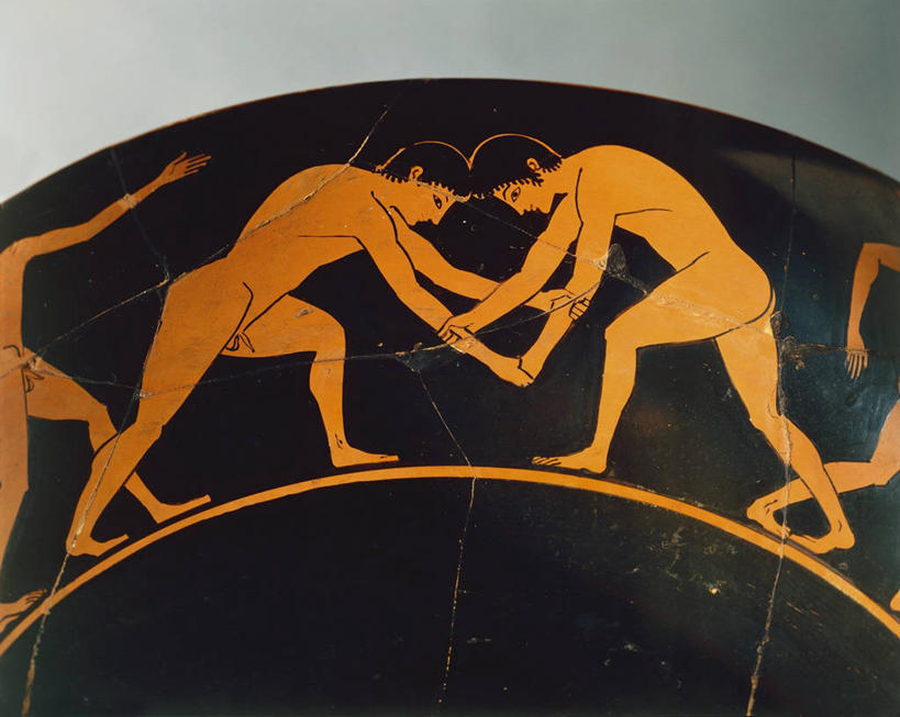 裸体,无人,横图,绘画,运动,竞争,摔跤,弯腰,艺术,装饰,标志,符号,陶瓷制品,古典,文化,标识,古代,工艺品,品味,陶器,摄影,部分,美术,高雅,美学,性别符号,古希腊,美术工艺,彩图,影棚拍摄,男性符号